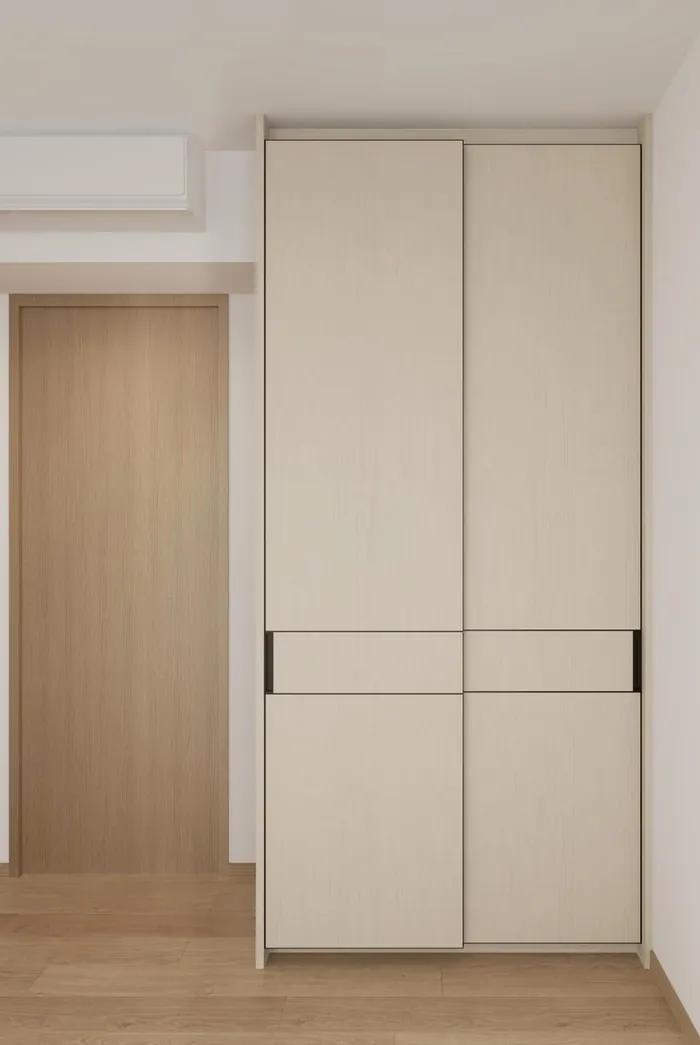 Wardrobe with LED strip lighting