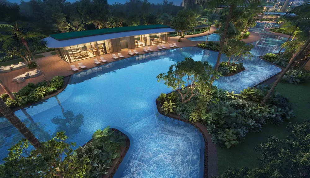 Grand Clubhouse canopy lap pool and leisure pool — artist's impression