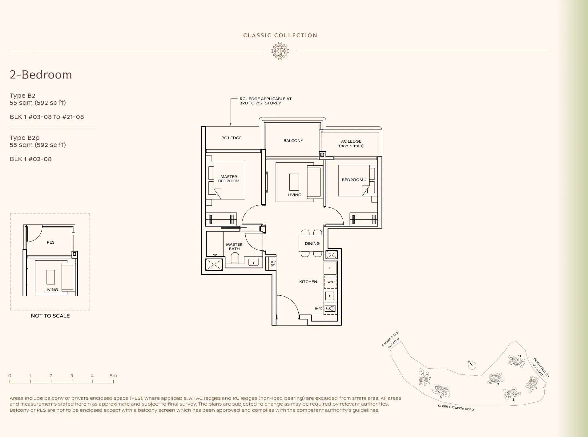 Thomson Reserve type B2 floor plan, 2-Bedroom, 55 sqm