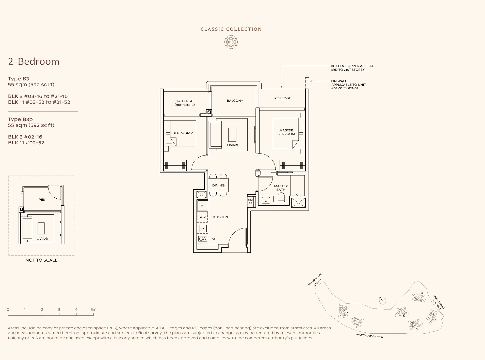 Thomson Reserve type B3 floor plan, 2-Bedroom, 55 sqm