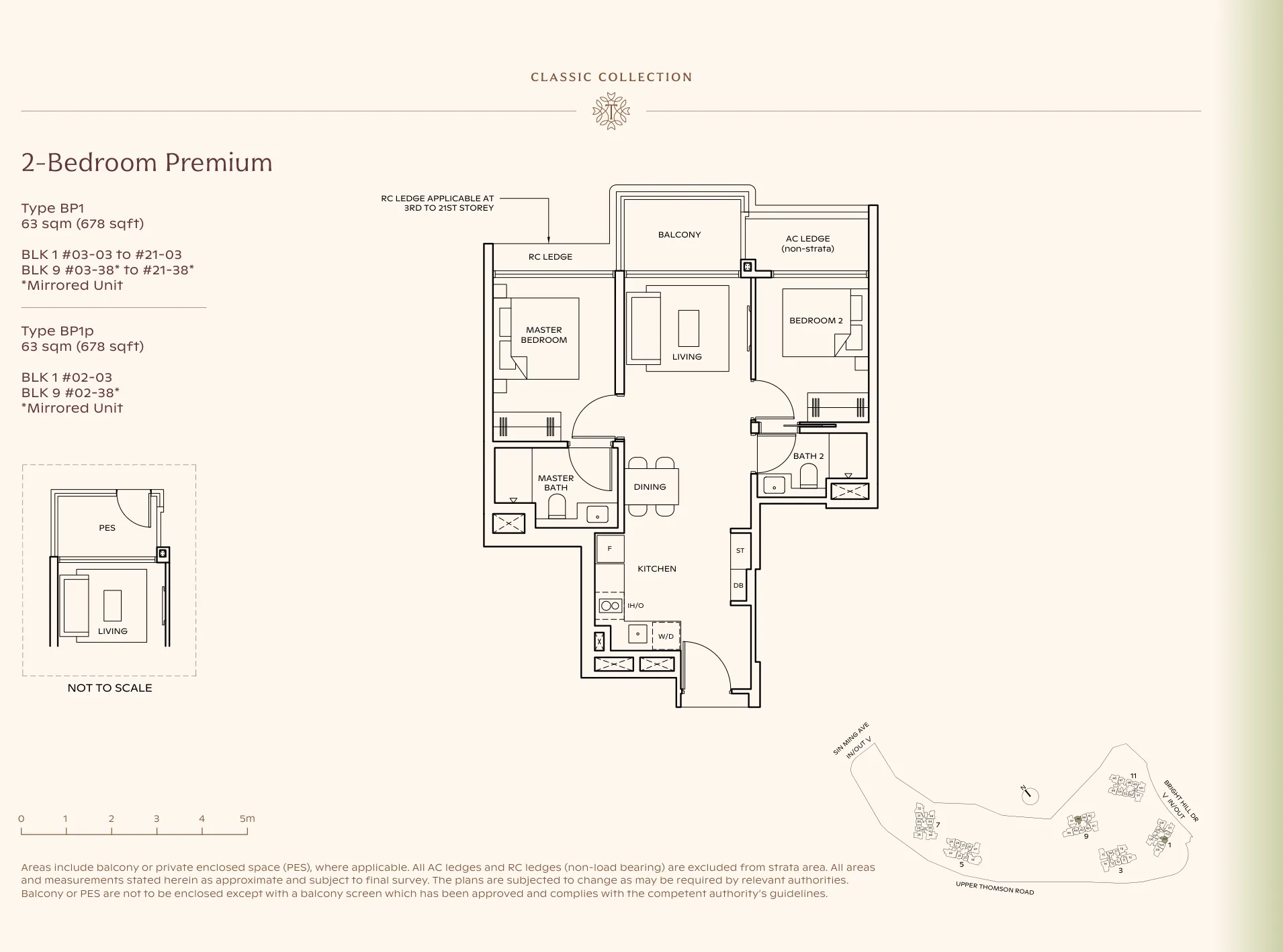 Thomson Reserve type BP1 floor plan, 2-Bedroom Premium, 63 sqm