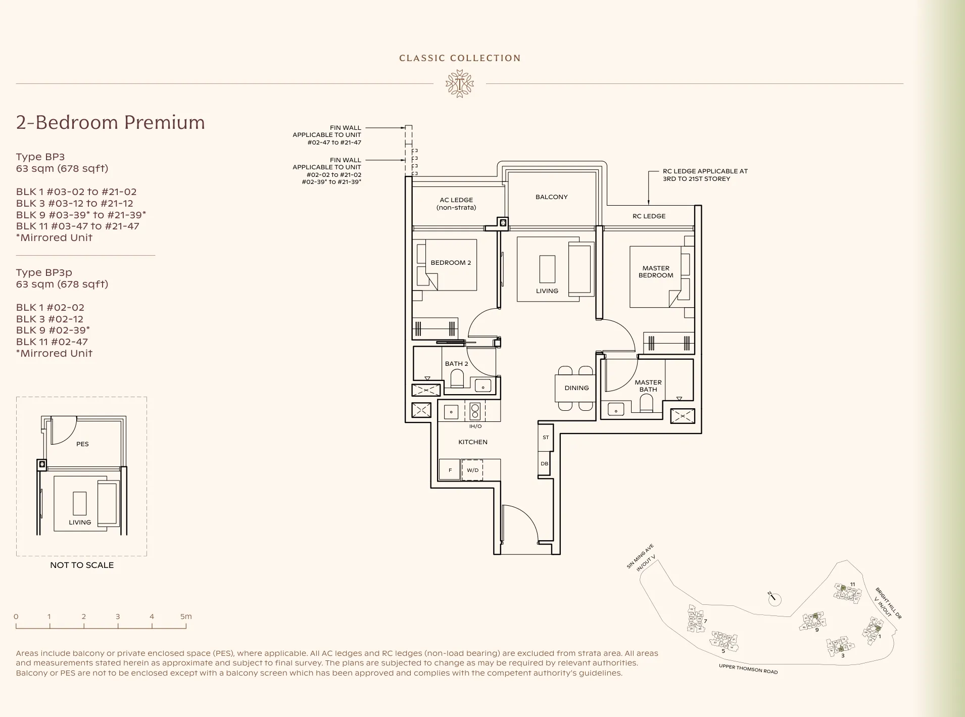 Thomson Reserve type BP3 floor plan, 2-Bedroom Premium, 63 sqm