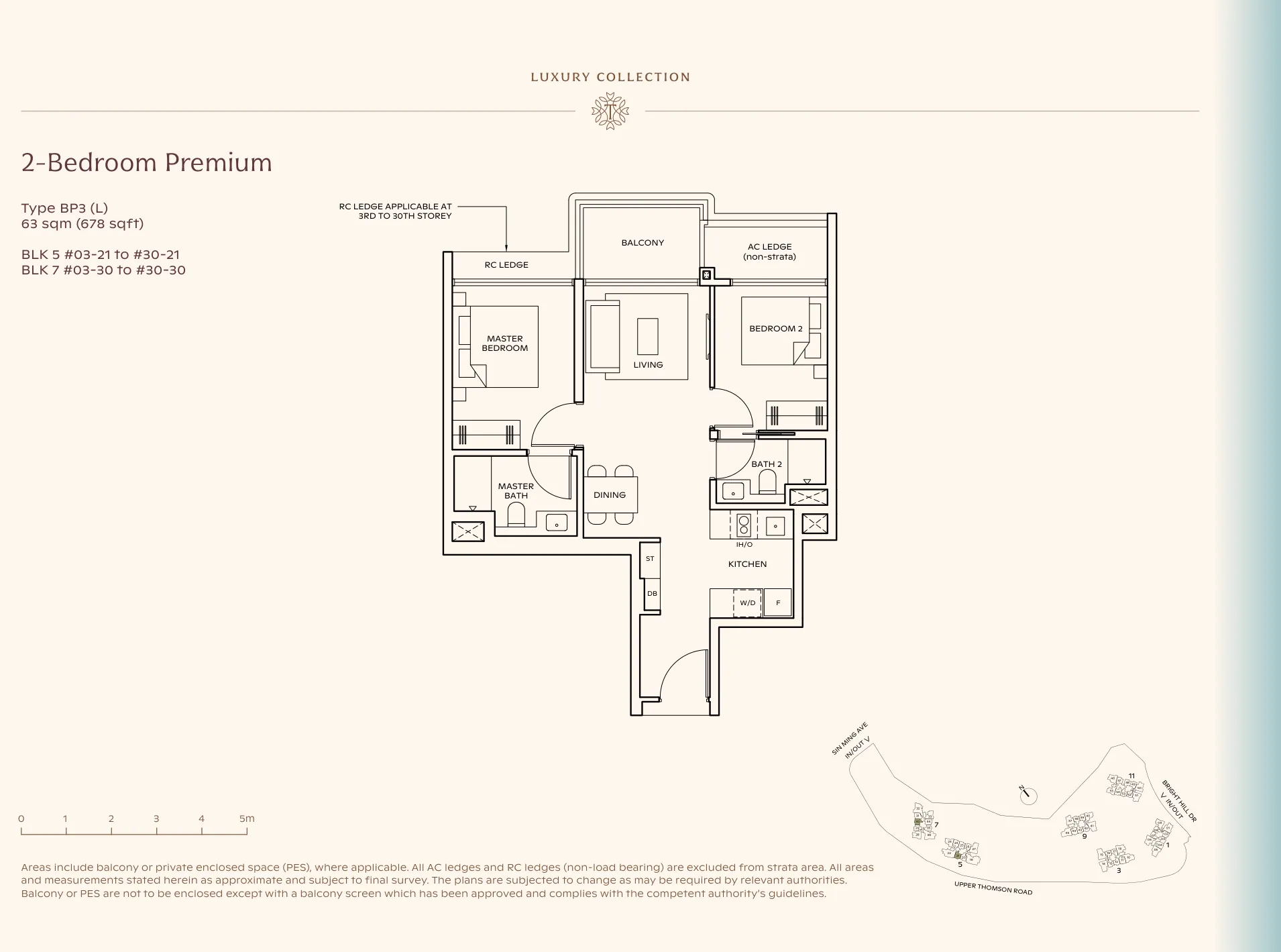 Thomson Reserve type BP3 (L) floor plan, 2-Bedroom Premium, 63 sqm