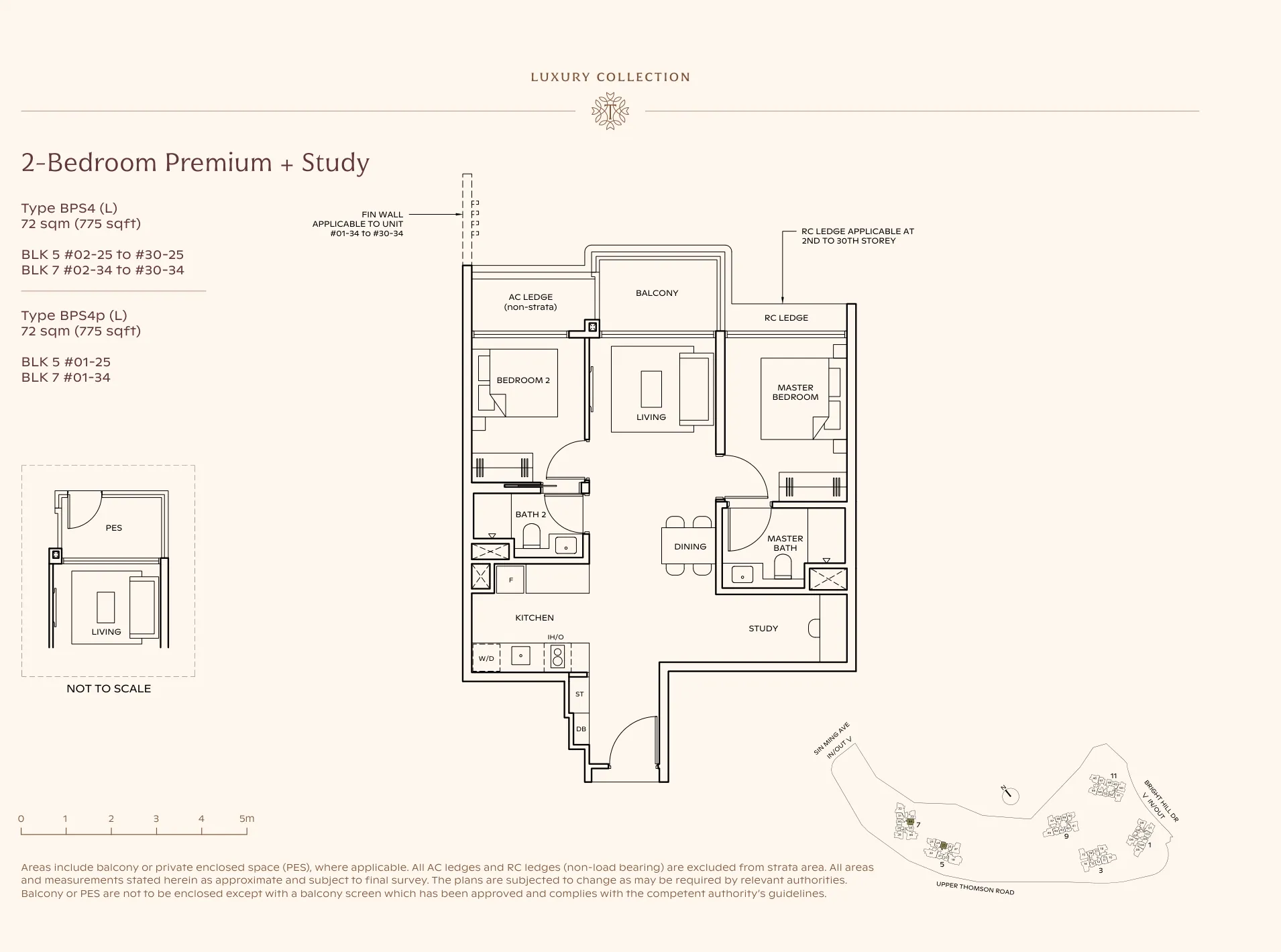 Thomson Reserve type BPS4 (L) floor plan, 2-Bedroom Premium + Study, 72 sqm