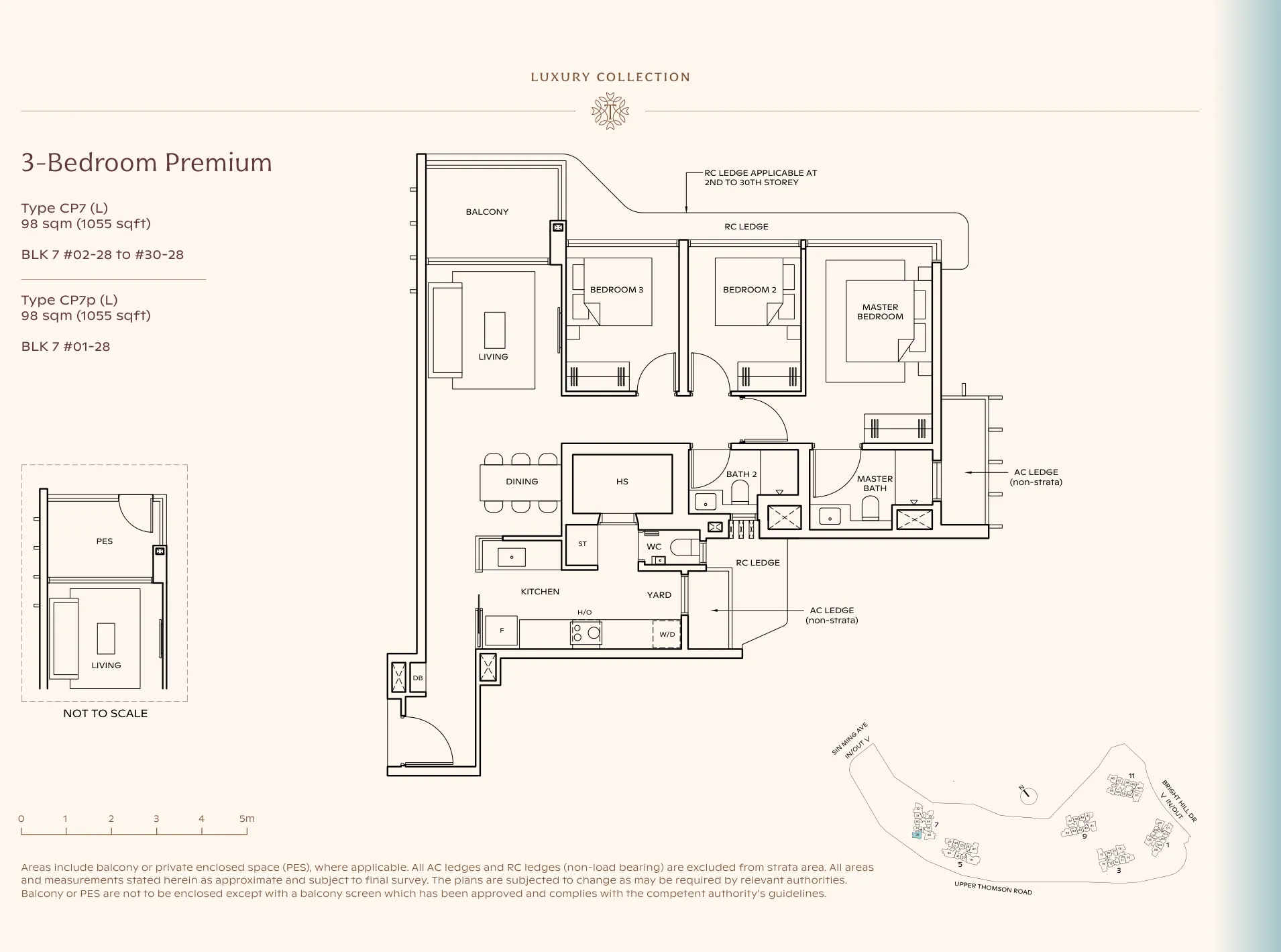 Thomson Reserve type CP7 (L) floor plan, 3-Bedroom Premium, 98 sqm
