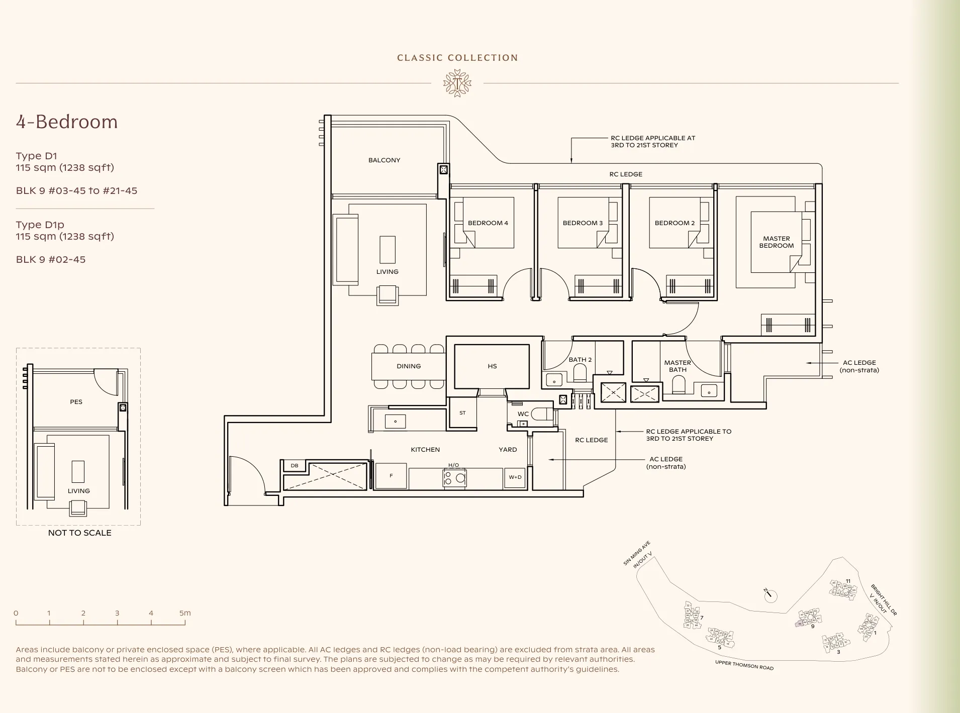 Thomson Reserve type D1 floor plan, 4-Bedroom, 115 sqm