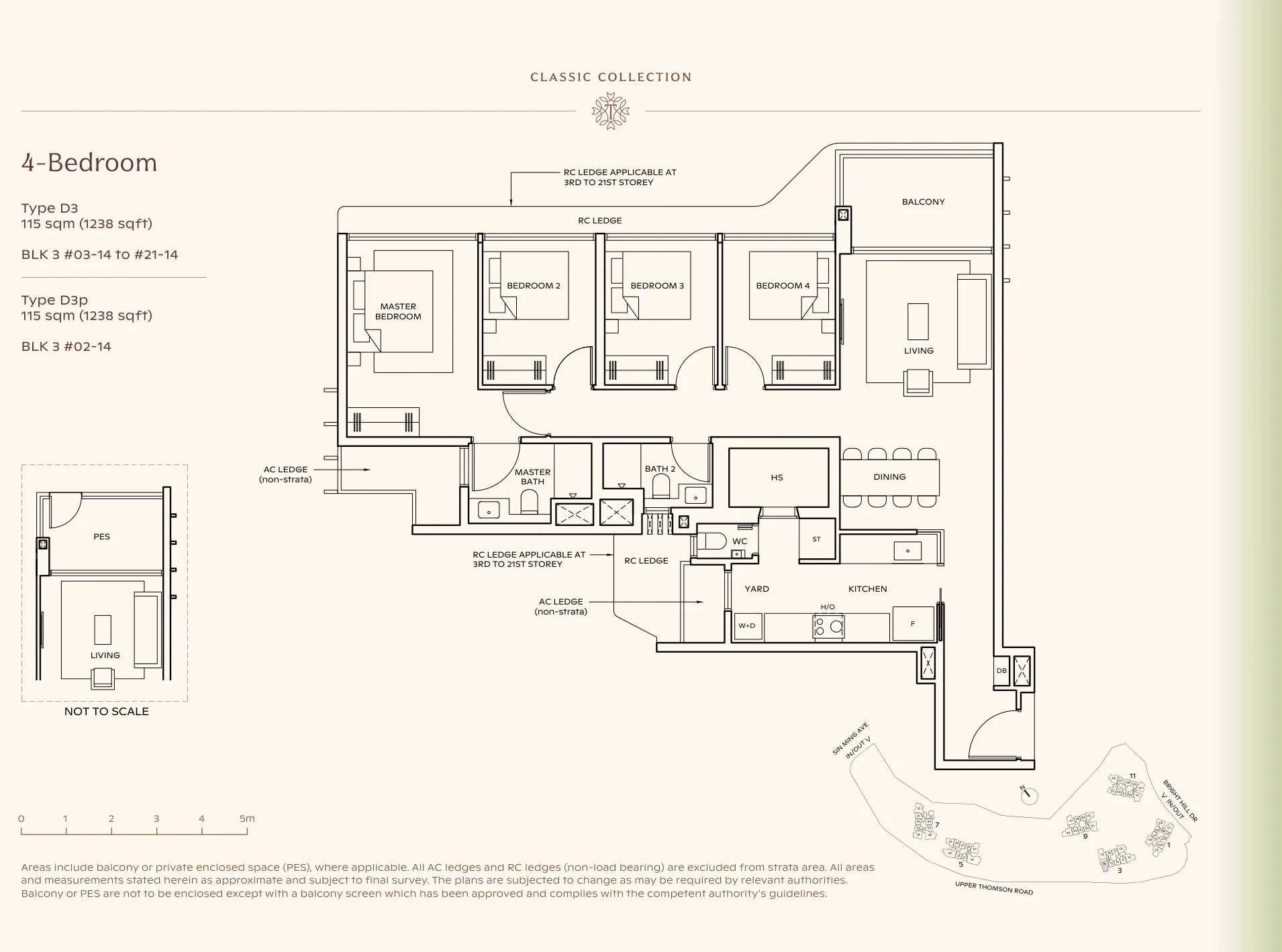 Thomson Reserve type D3 floor plan, 4-Bedroom, 115 sqm