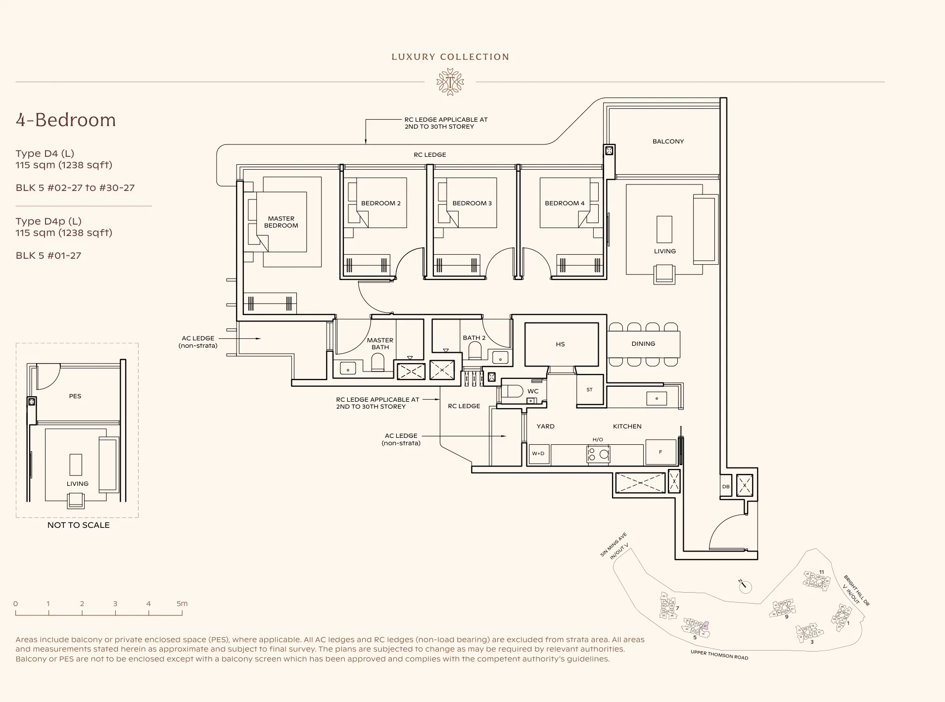 Thomson Reserve type D4 (L) floor plan, 4-Bedroom, 115 sqm