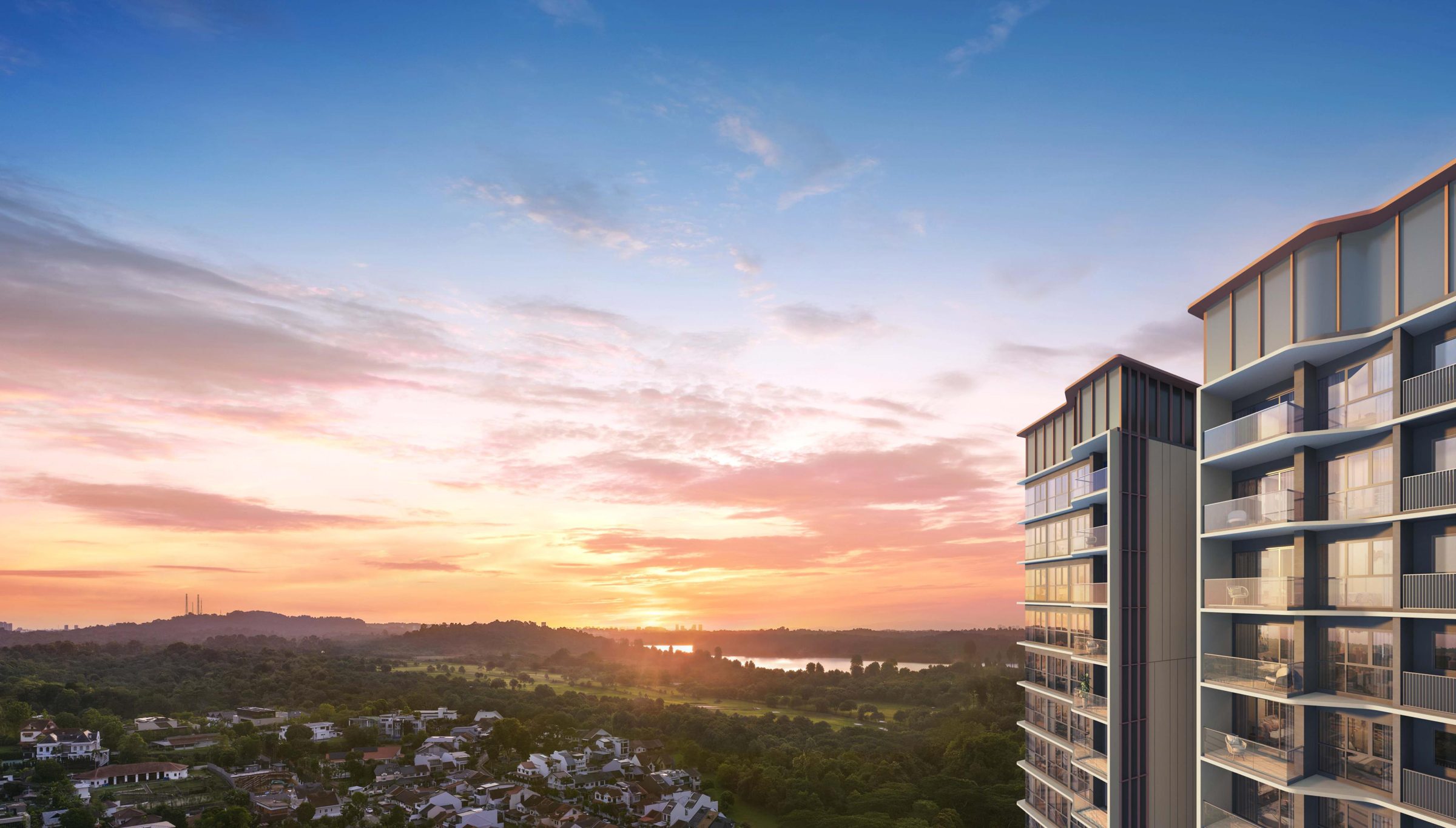 Thomson Reserve tower at sunset overlooking the nature reserve — artist's impression
